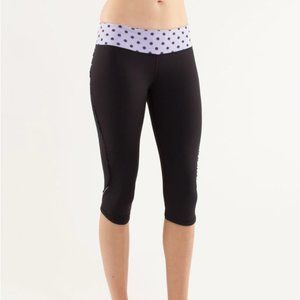 Lululemon Run Fast And Free Crop Black/High Noon Dot Lilac/Black/Lilac 4